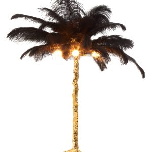 Zinnia Black Ostrich Feather Table Lamp