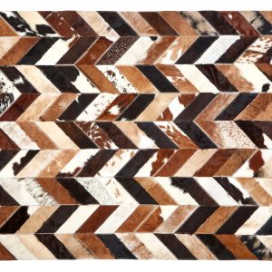 Sirocco Large Brown Hair on Leather Chevron Patchwork Rug