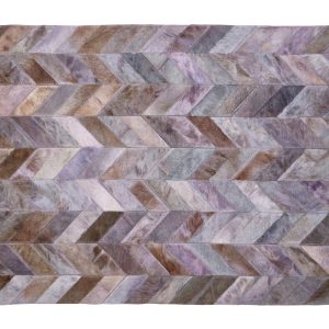 Sirocco Large Grey Hair on Leather Chevron Patchwork Rug