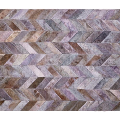 Sirocco Large Grey Hair on Leather Chevron Patchwork Rug