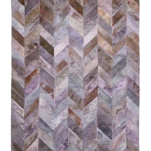 Sirocco Large Grey Hair on Leather Chevron Patchwork Rug