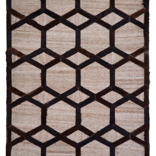Sirocco Large Grey Rug with Black Hair on Leather