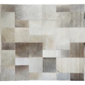 Sirocco Large Grey Hair on Leather Patchwork Rug
