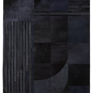 Sirocco Large Deco Black And Grey Hair on Leather Rug