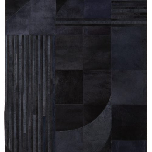 Sirocco Large Deco Black And Grey Hair on Leather Rug