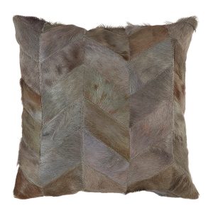 Sirocco Grey Chevron Hair on Leather Patchwork Cushion
