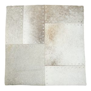 Sirocco Grey Hair on Leather Patchwork Cushion