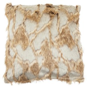 Levanté Grey And Natural Square Fur Cushion