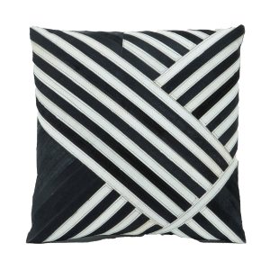 Sirocco Black and White Hair on Leather Cushion