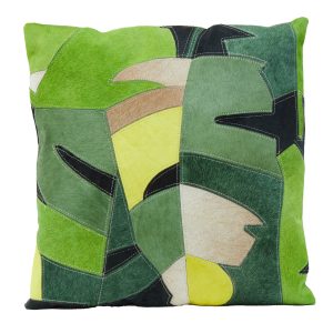 Sirocco Botanical Hair on Leather Cushion