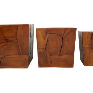 Sequoia Set of 3 Teak Side Tables and Stools