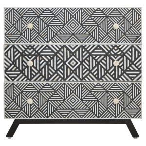 Fusione di Perla Black and Mother of Pearl Chest of 3 Drawers