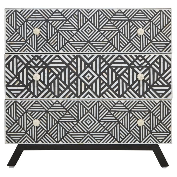 Fusione di Perla Black and Mother of Pearl Chest of 3 Drawers