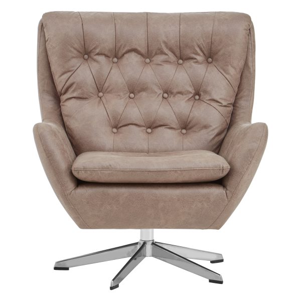 Henri  faux brown leather Armchair
