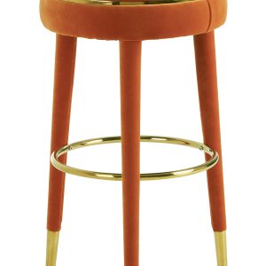 Massalia  Orange Velvet Bar Stool