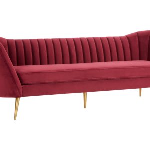 Bordoni 3 Seat Wine Velvet Sofa