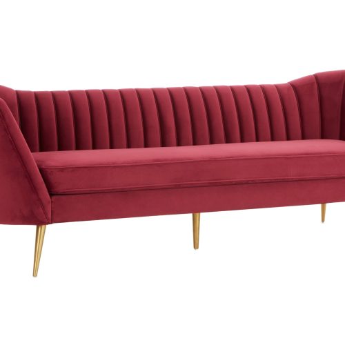 Bordoni 3 Seat Wine Velvet Sofa