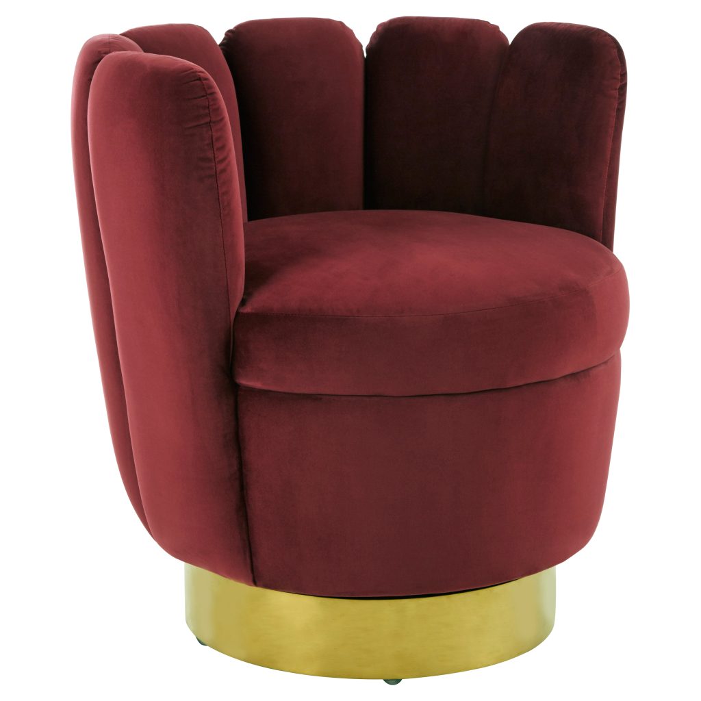 Bisante Wine Velvet Accent Chair - WoodConnexions