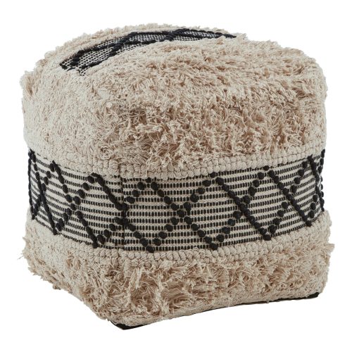 Circolo Black and White Shaggy Pouffe Circolo Black and White Shaggy Pouffe