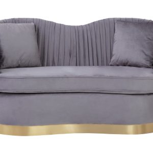 Fiorenza Grey 2 Seat Pleated Velvet Sofa