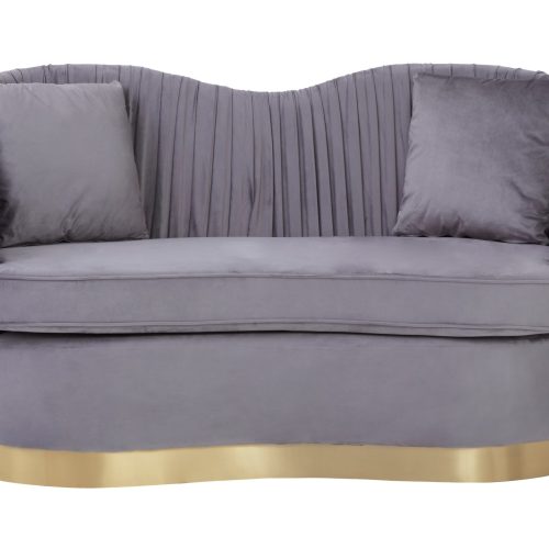 Fiorenza Grey 2 Seat Pleated Velvet Sofa