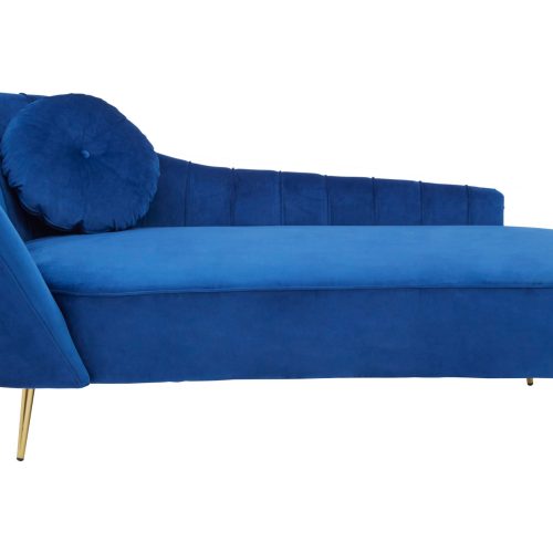 Fiesole Midnight Blue Velvet Left Arm Chaise Lounge