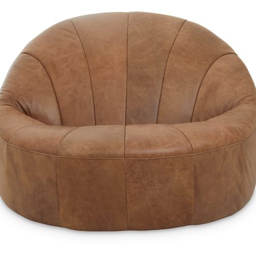 Hermosa Light Brown Leather Curved Chair