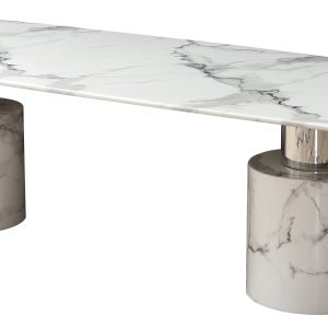 Sinfonia White Marble Dining Table