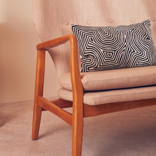 Ornella Black And White Embroidered Rectangular Cushion