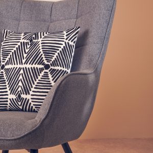 Ornella Black And White Square Embroidered Cushion