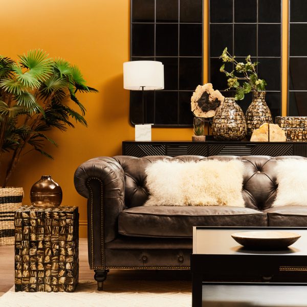 Valora Dark Grey Leather Chesterfield Sofa