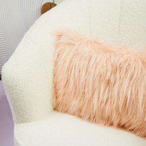 Maiolica Faux Fur Pink Rectangular Cushion