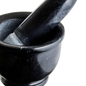 Marmo  Black Marble Mortar and Pestle With Rim