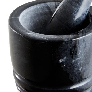 Marmo Black Marble Textured Mortar And Pestle