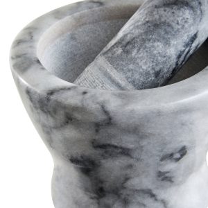 Savona Grey Marble Curved Mortar And Pestle