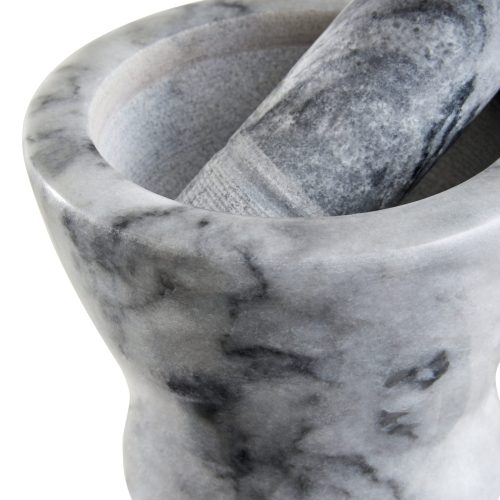 Savona Grey Marble Curved Mortar And Pestle