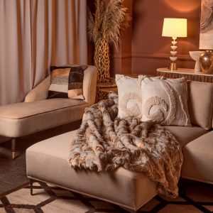 Levanté Grey And Natural Fur Throw