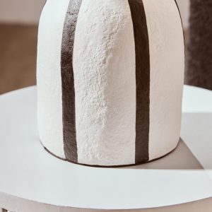 Cielor Black And White Stripe Papier Mache Table Lamp