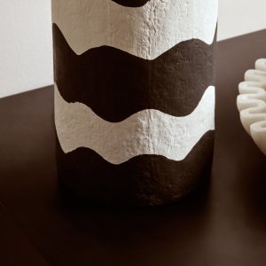 Cielor Black And White Curved Stripe Papier Mache Table Lamp