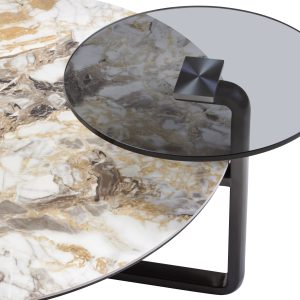 Intarsio 3 Tier Round Ceramic Marble Effect Coffee Table