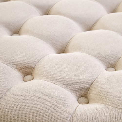 Hyalina Beige Velvet Round Tufted Footstool