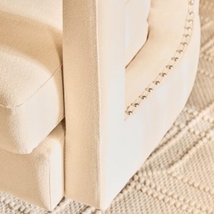 Halvora Beige Velvet Swivel Chair
