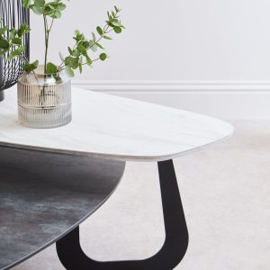 Intarsio 2 Tier Large Asymmetrical Ceramic Coffee Table