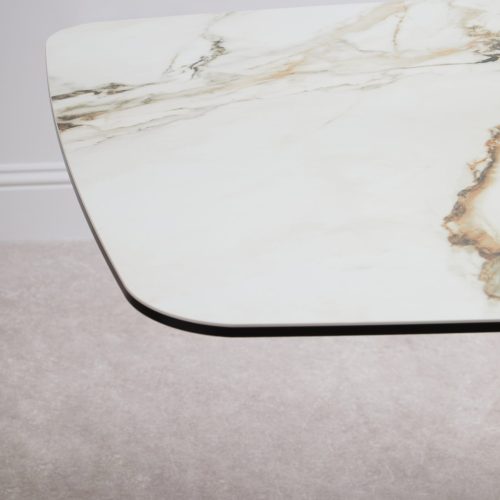 Intarsio White Ceramic Marble Effect Rectangular Dining Table