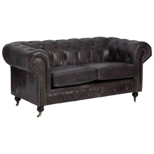 Valora 2 Seat Grey Leather Sofa