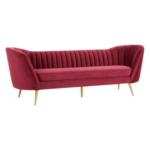 Bordoni 3 Seat Wine Velvet Sofa