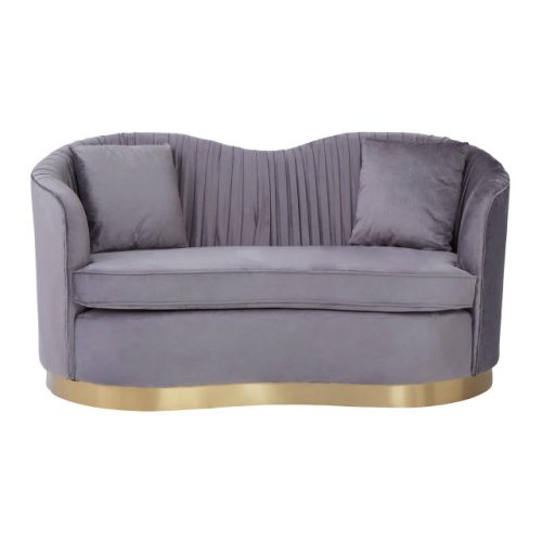 Fiorenza Grey 2 Seat Pleated Velvet Sofa