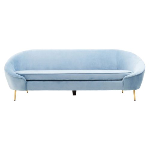 Ylenia 3 Seat Aqua Blue Velvet Sofa