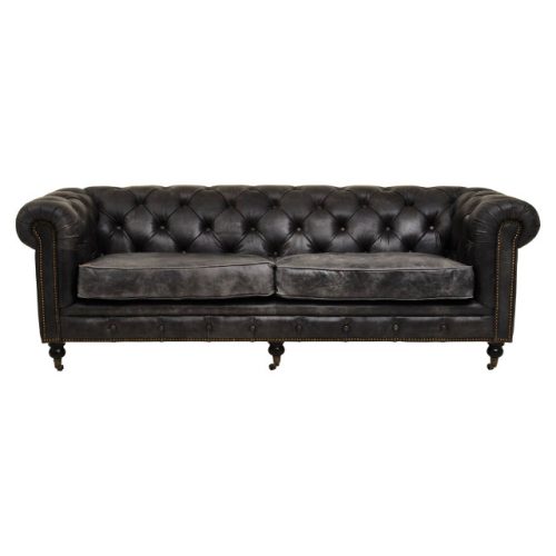 Hermosa  Ebony Leather Sofa