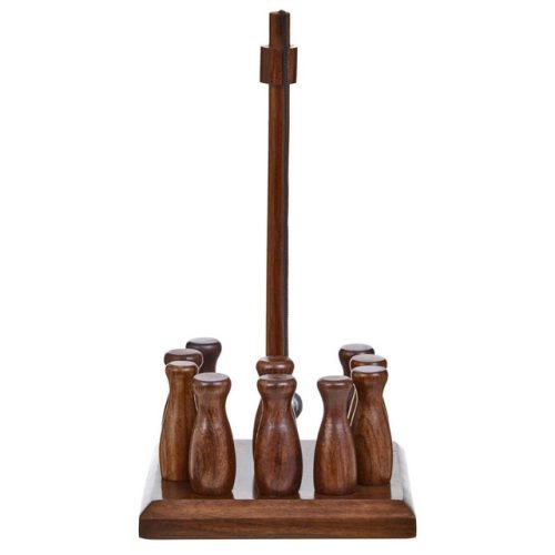 Classico Games Sheesham Wood Bar Skittle Set Classico Games Sheesham Wood Bar Skittle Set